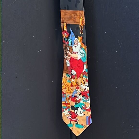 Disney Store Micky Mouse in Santa’s Workshop Silk Neck Tie - Picture 3 of 12
